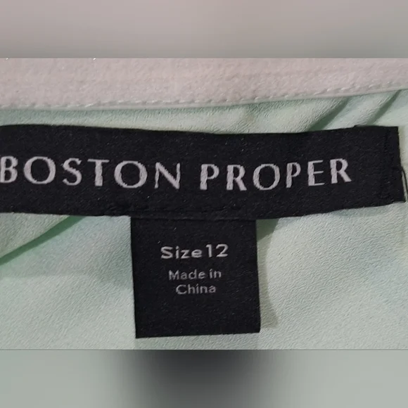 Boston Proper One Shoulder Maxi Dress Green Blue Tropical Print  Sz 12 #1917 - Picture 6 of 10